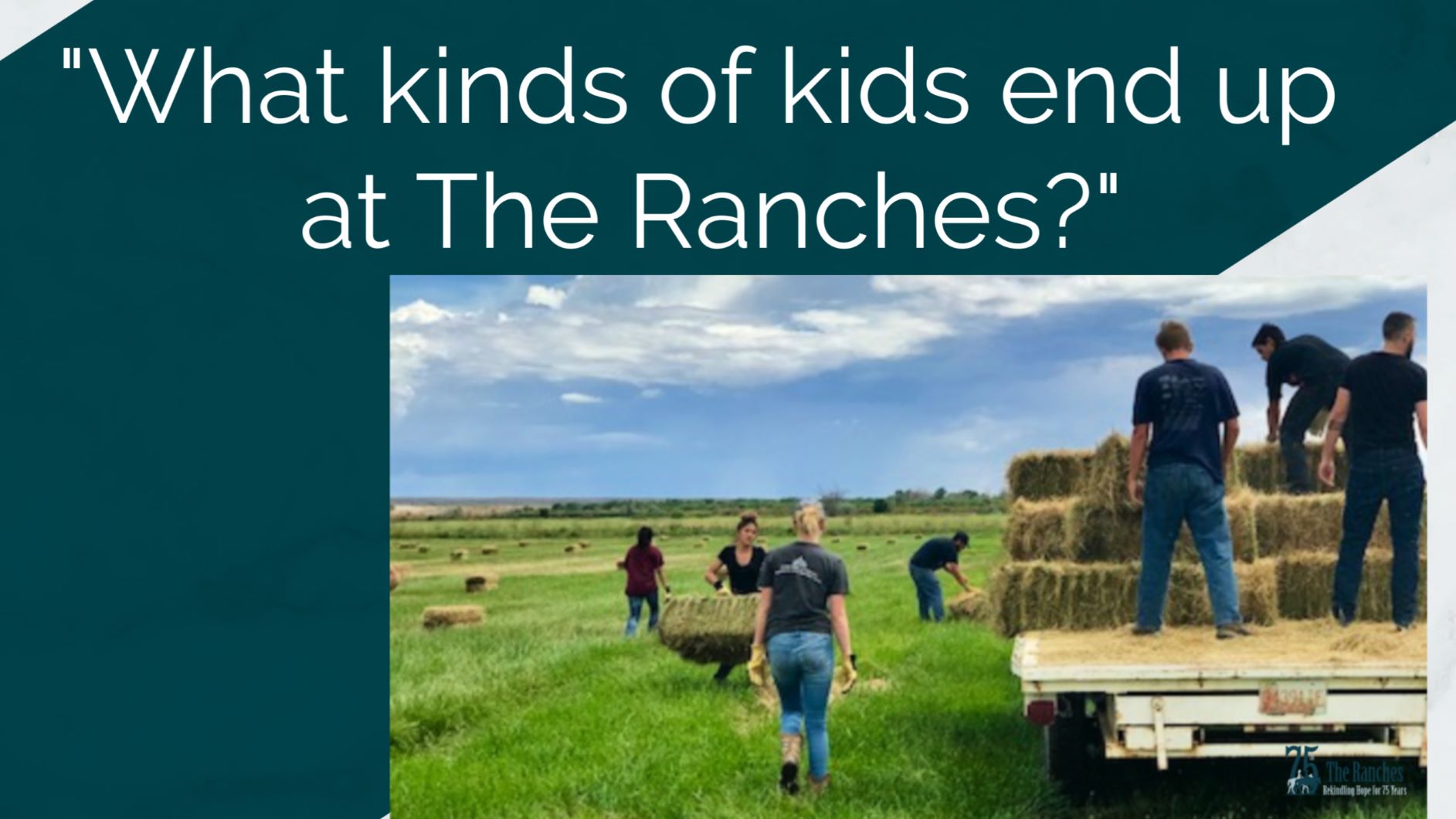 kids at the ranch hauling hay